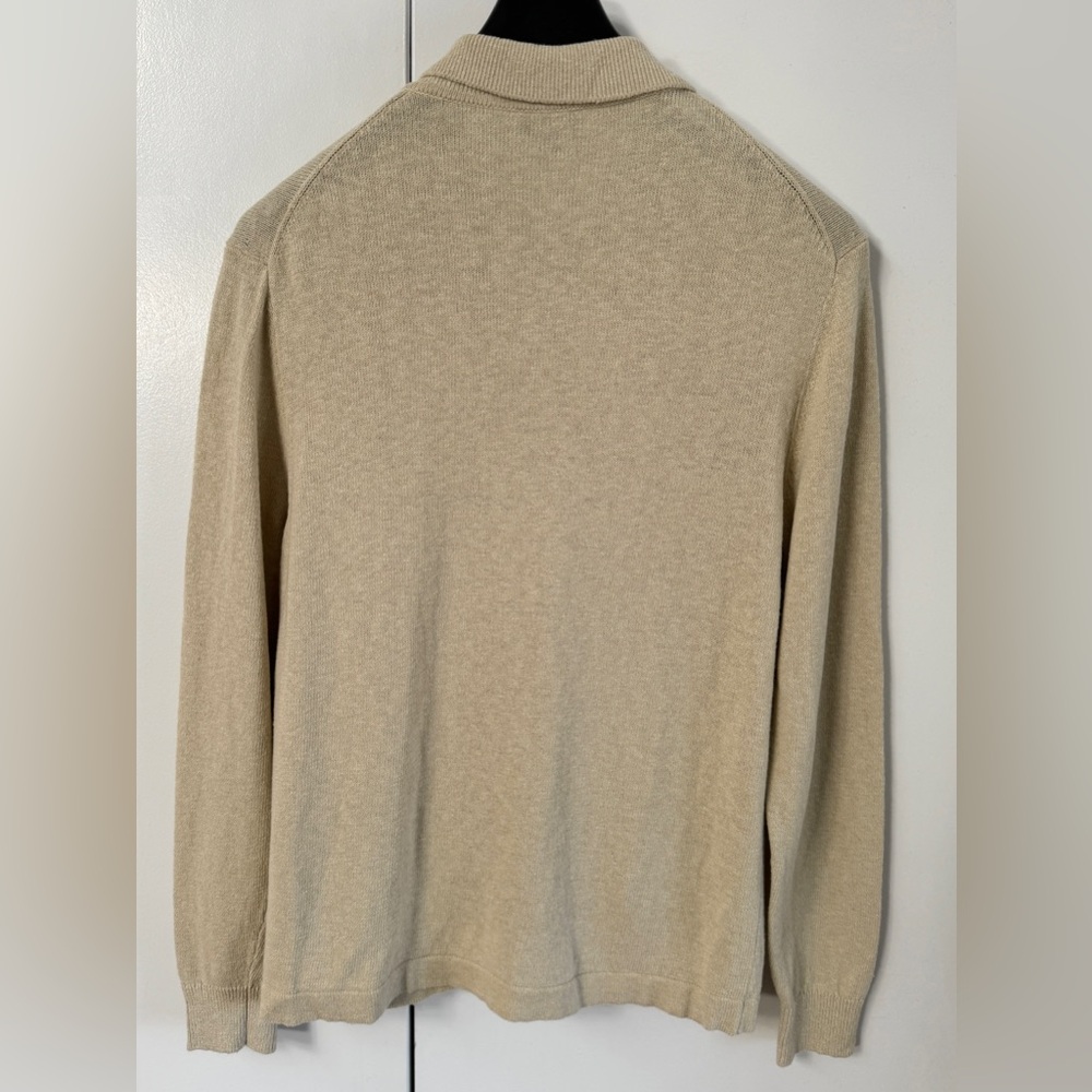 TODD SNYDER Long Sleeve Polo Shirt L Beige Tan Knit Button Up Sweater Cardigan - Picture 3 of 4